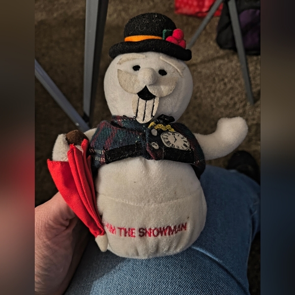 American Vintage Other - Festive Snowman Plush with Black Vest and Red Scarf